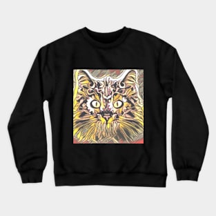 Cat Face Sticker Crewneck Sweatshirt